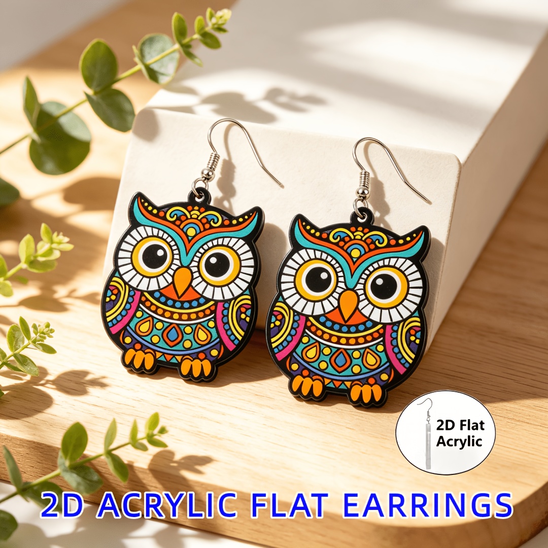 Women's Bohemian Folk Art Acrylic Dangle Earrings, Gift